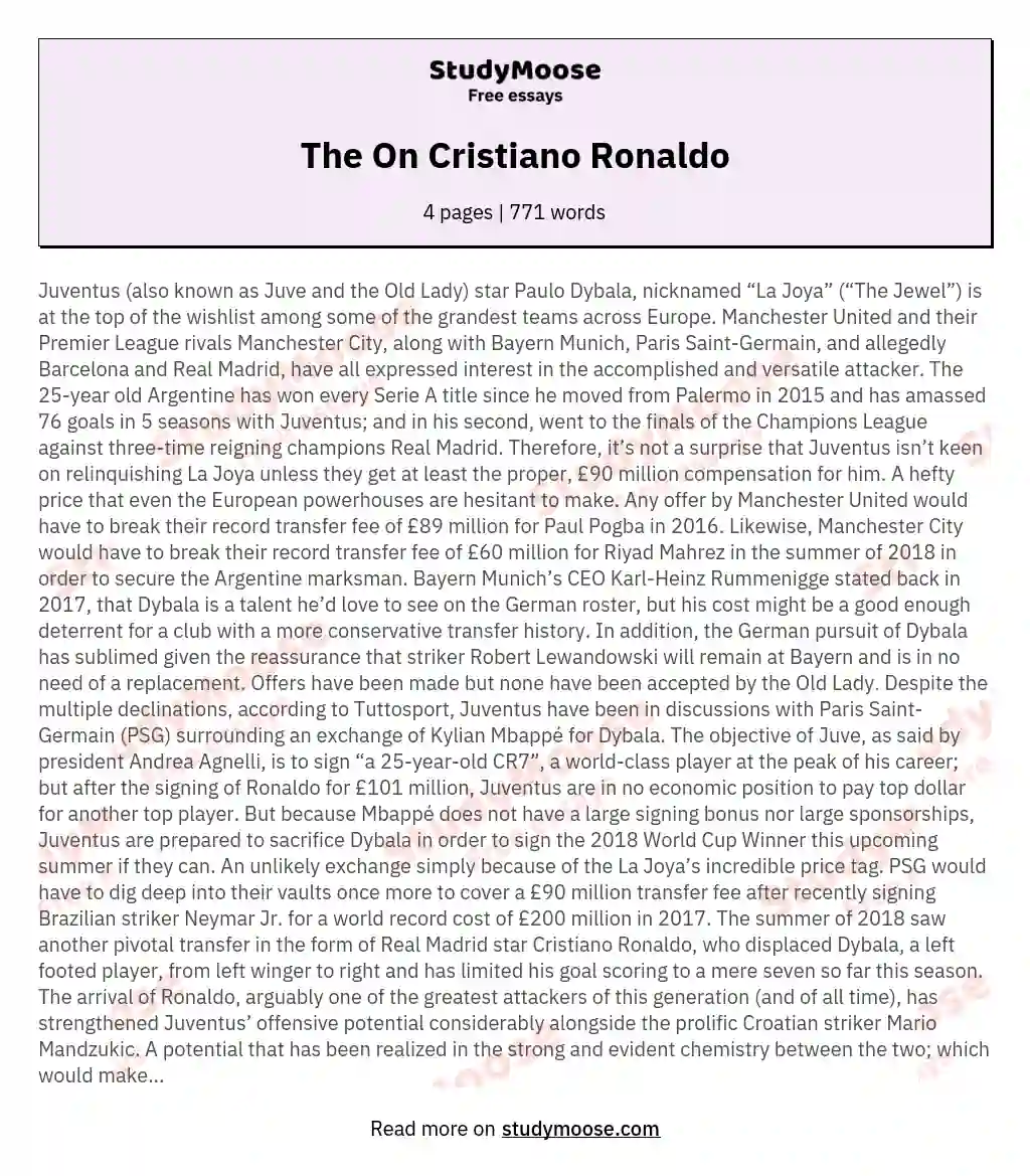 The On Cristiano Ronaldo essay