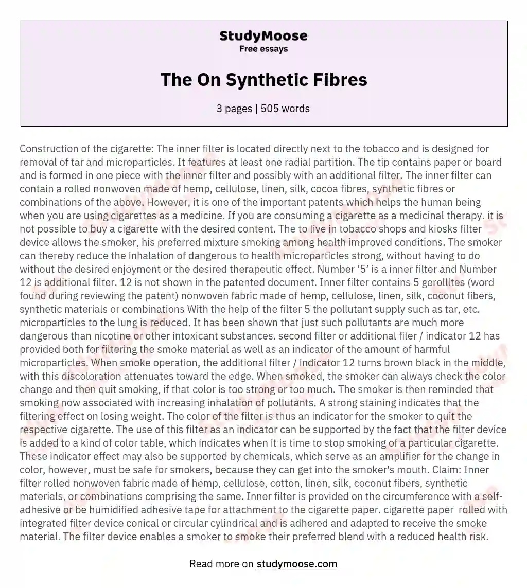 The On Synthetic Fibres essay