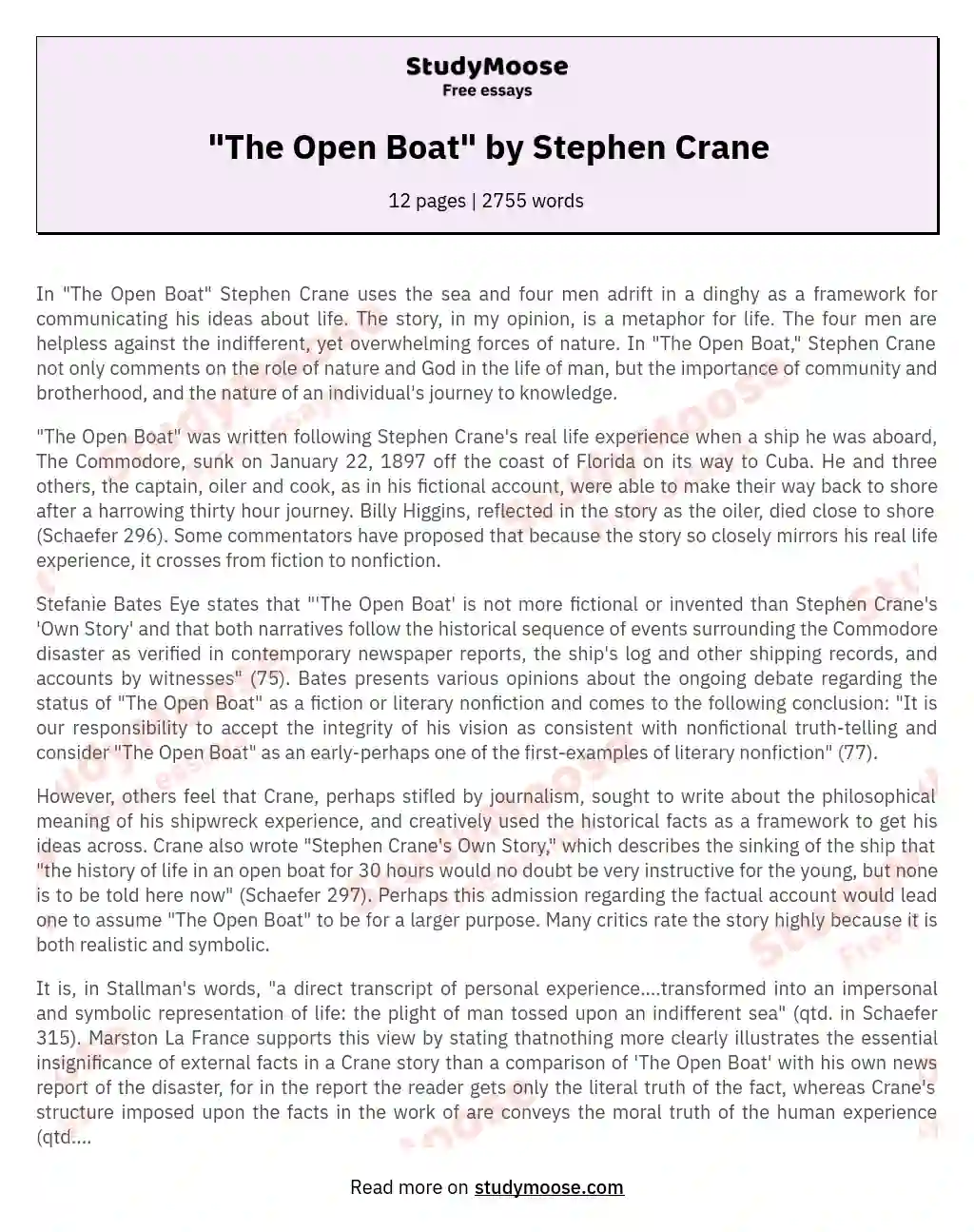 "The Open Boat" by Stephen Crane