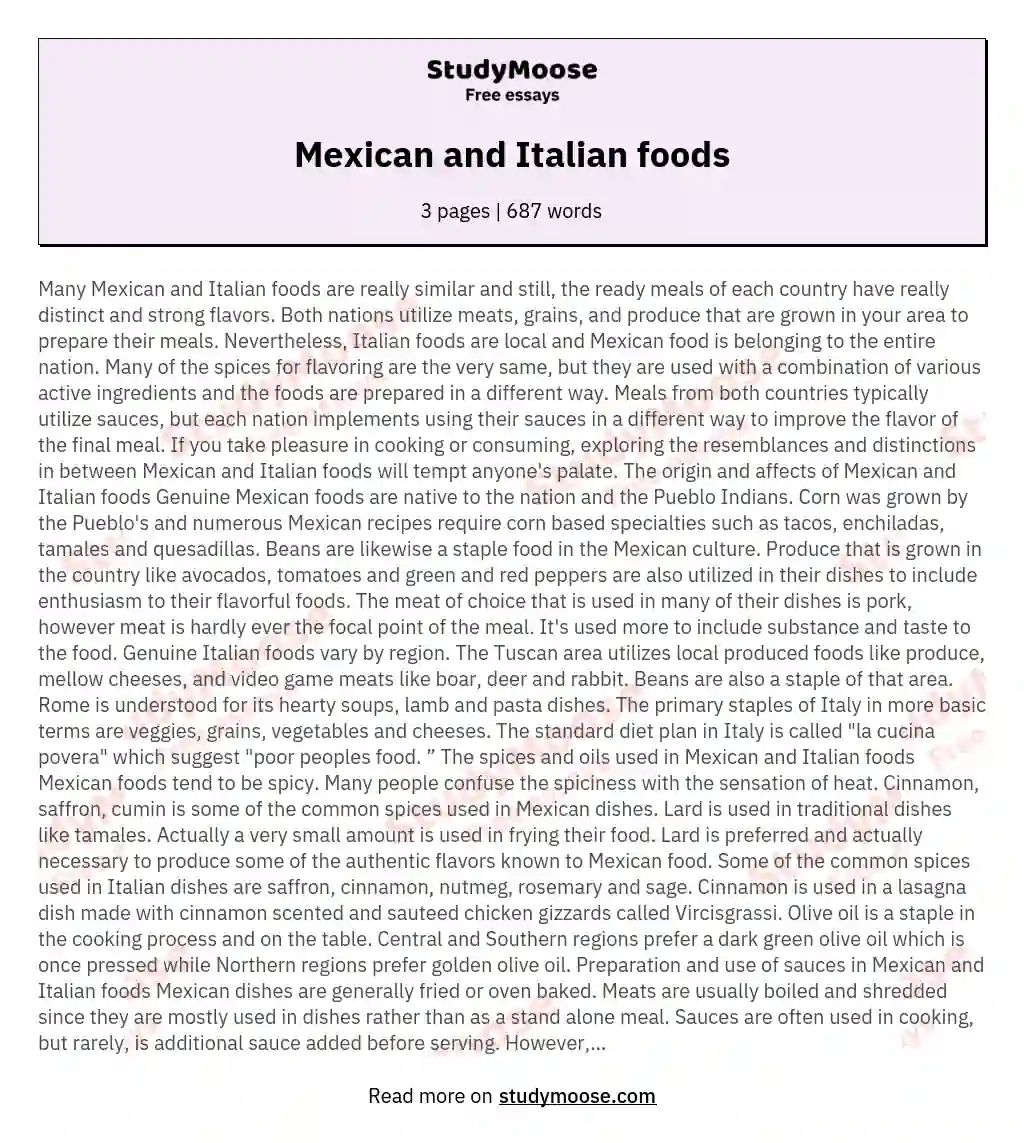 italian food essay
