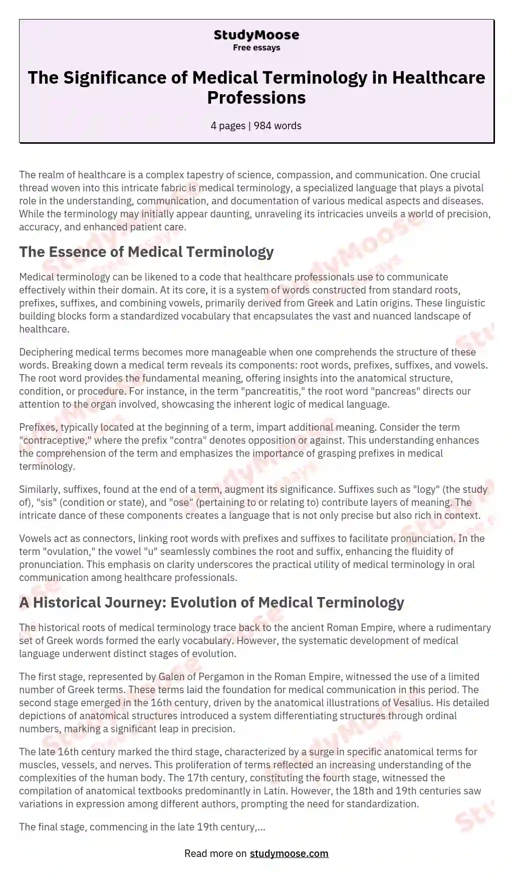 The Origin of Medical Terminology