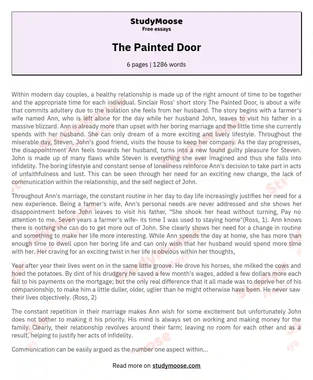 The Painted Door essay