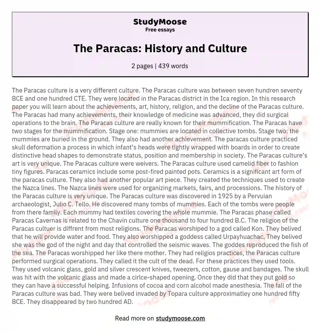 The Paracas: History and Culture essay