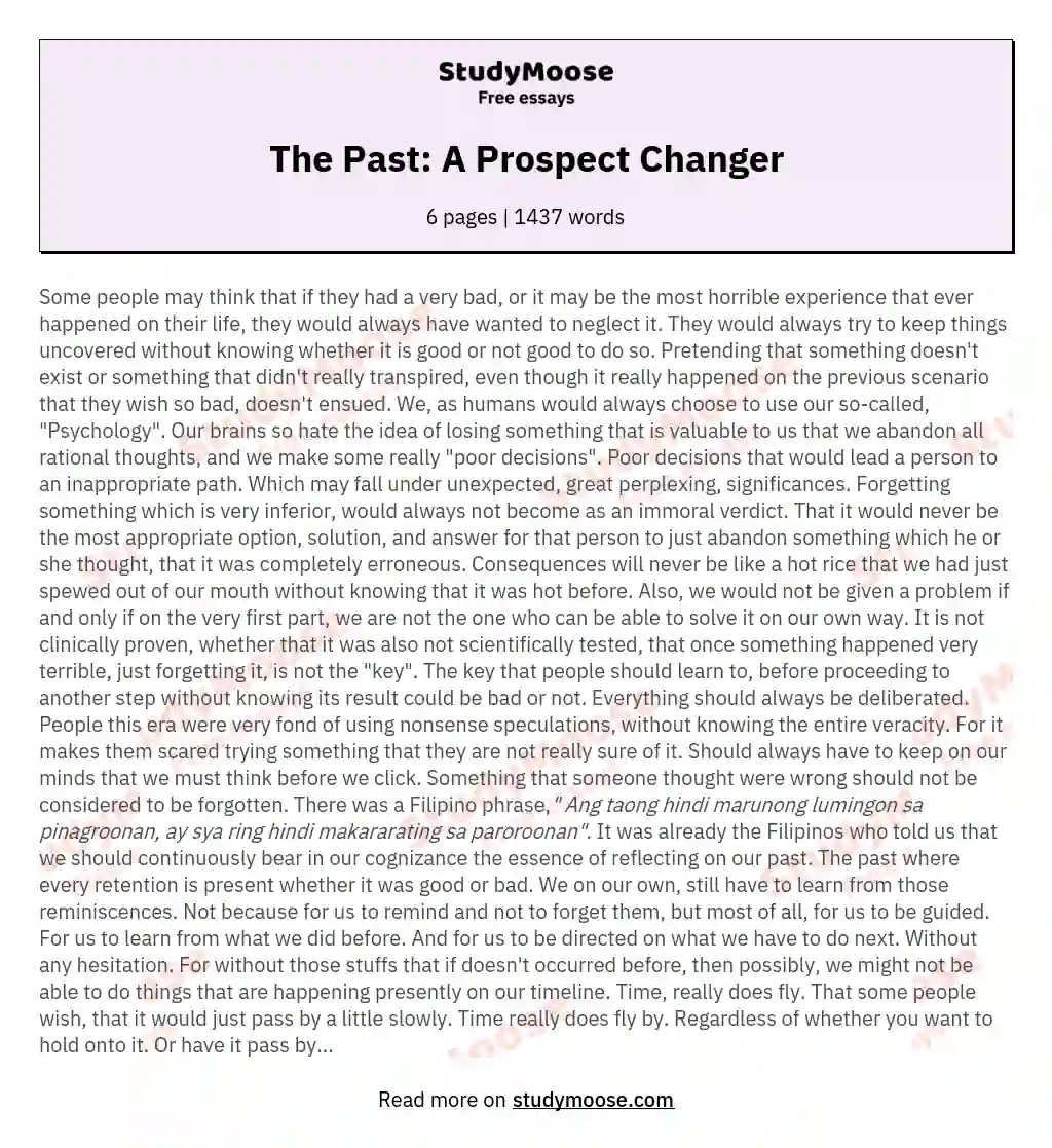 The Past: A Prospect Changer