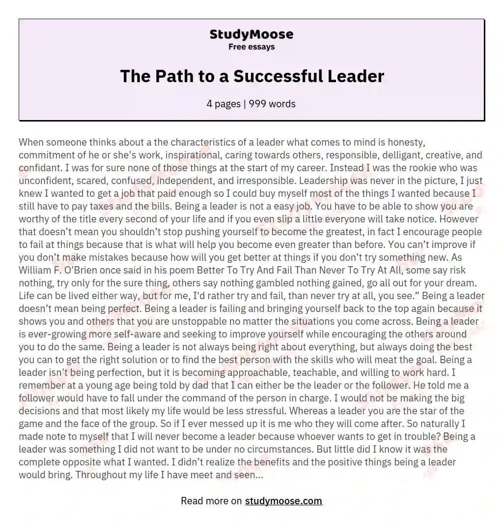  The Path to a Successful Leader  essay