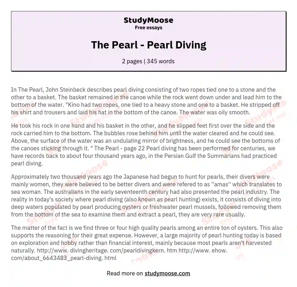 The Pearl - Pearl Diving essay