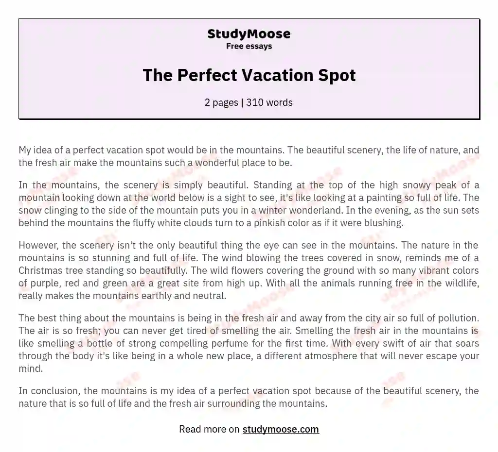 The Perfect Vacation Spot essay
