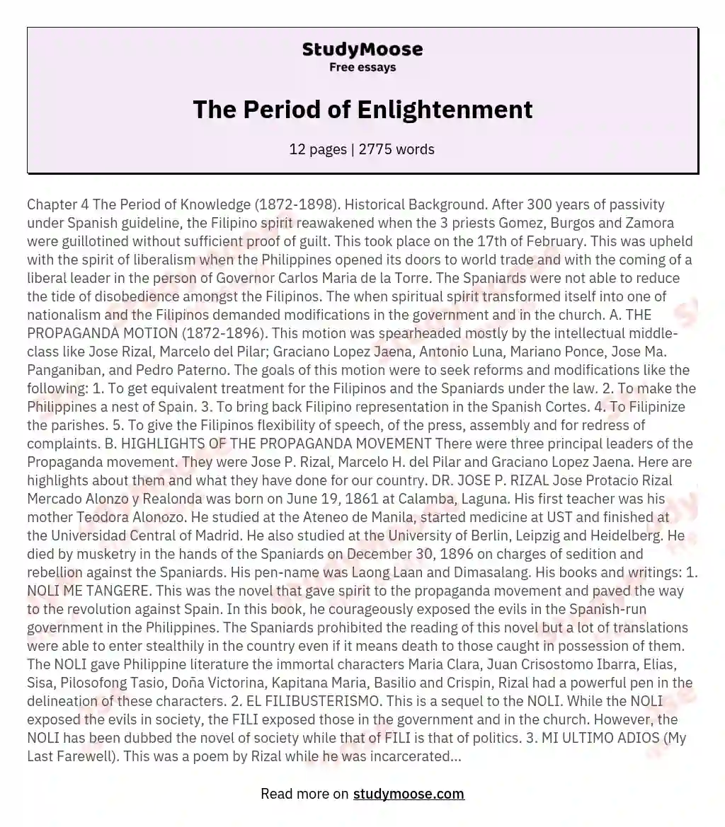 The Period of Enlightenment