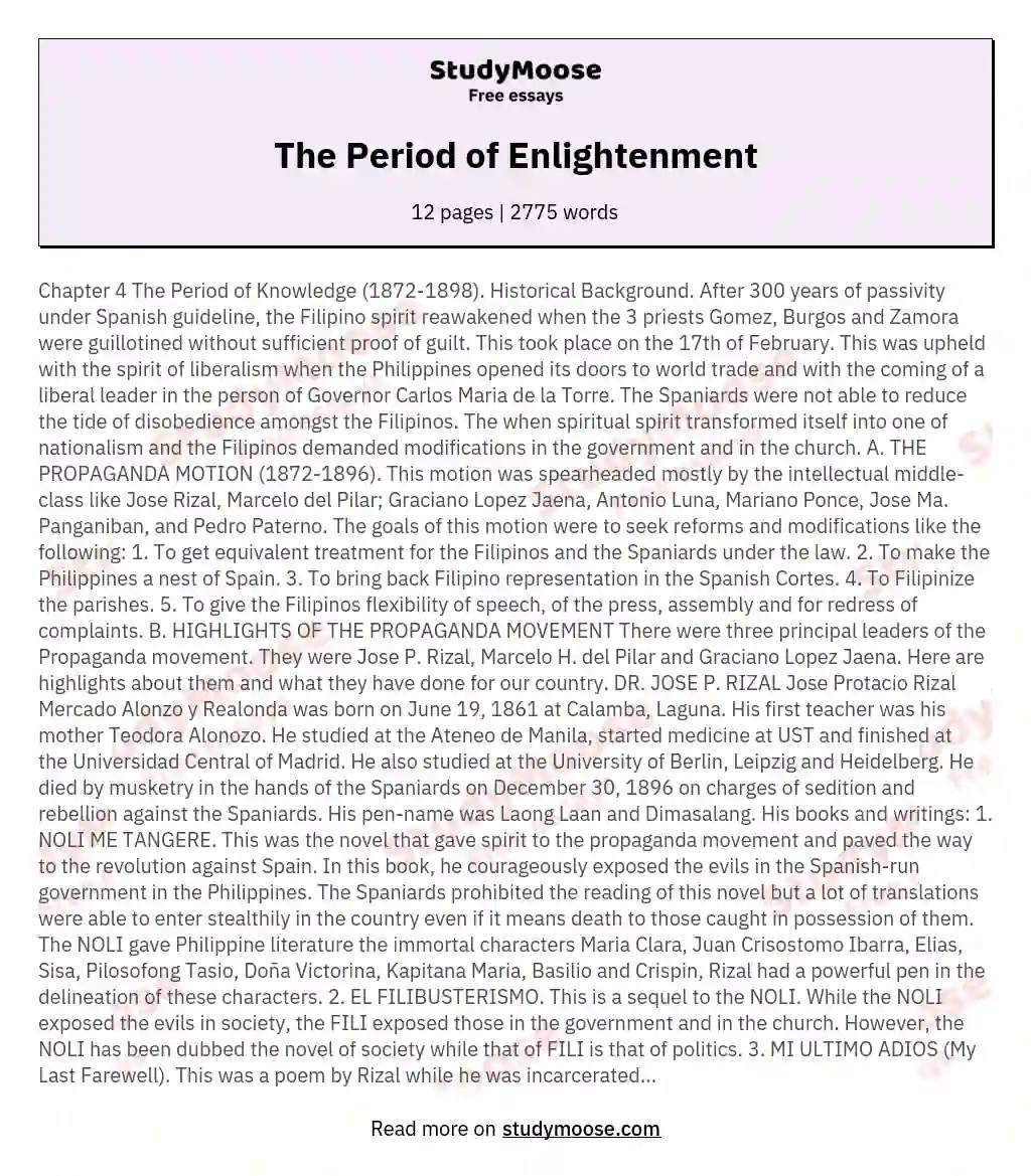 3 paragraph essay on enlightenment