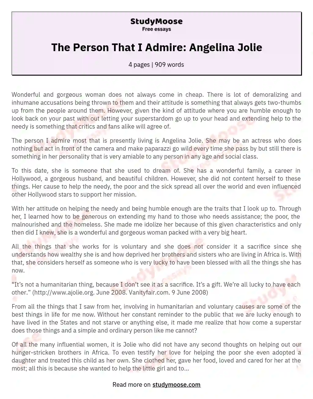 The Person That I Admire: Angelina Jolie