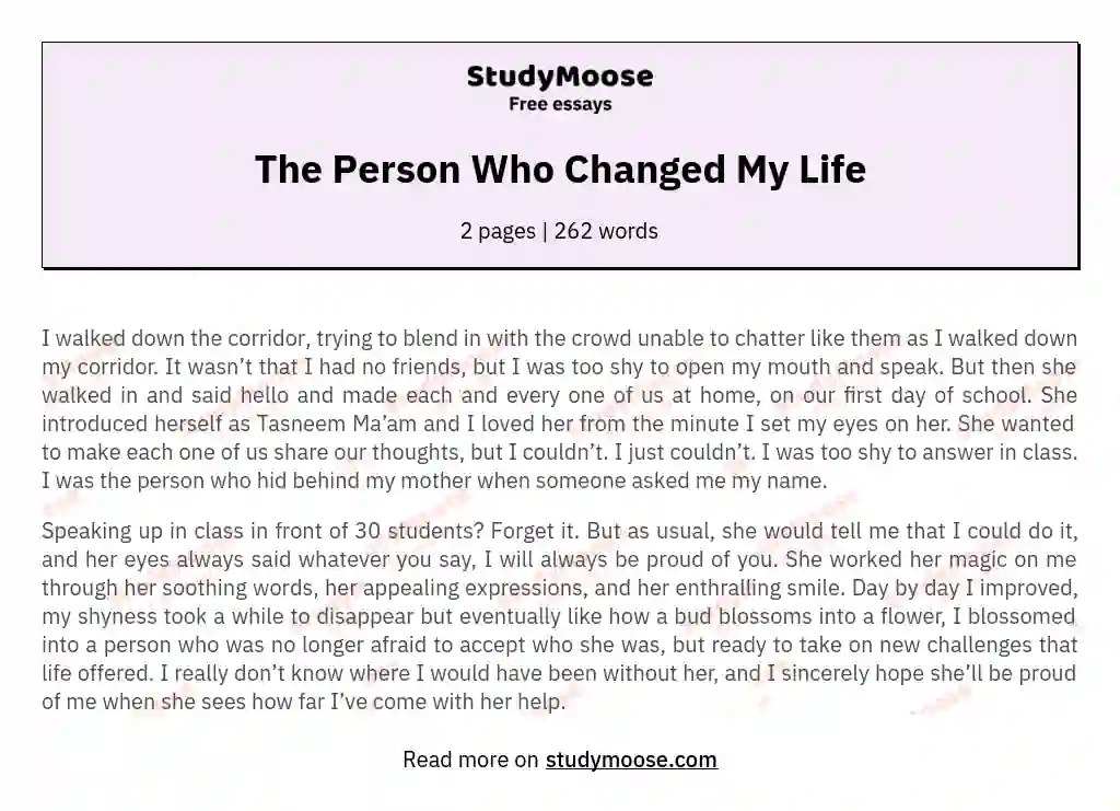 the stranger who changed my life essay