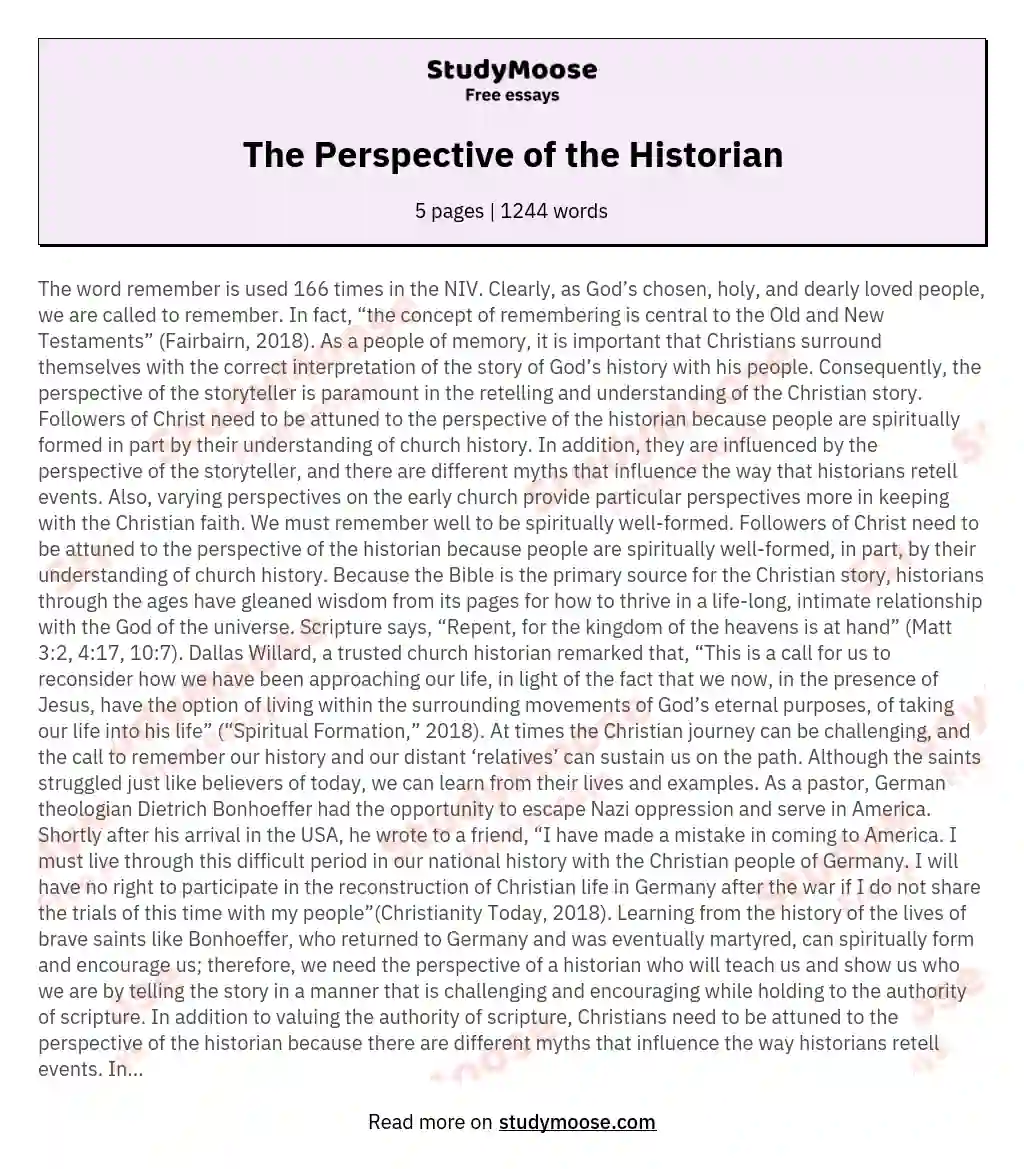 The Perspective of the Historian essay
