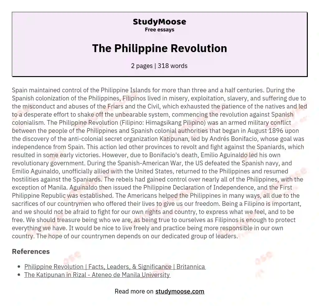 The Philippine Revolution essay