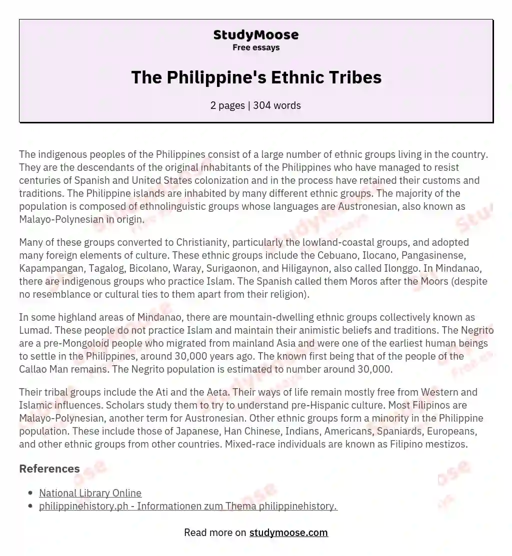 essay about ethnic group in the philippines