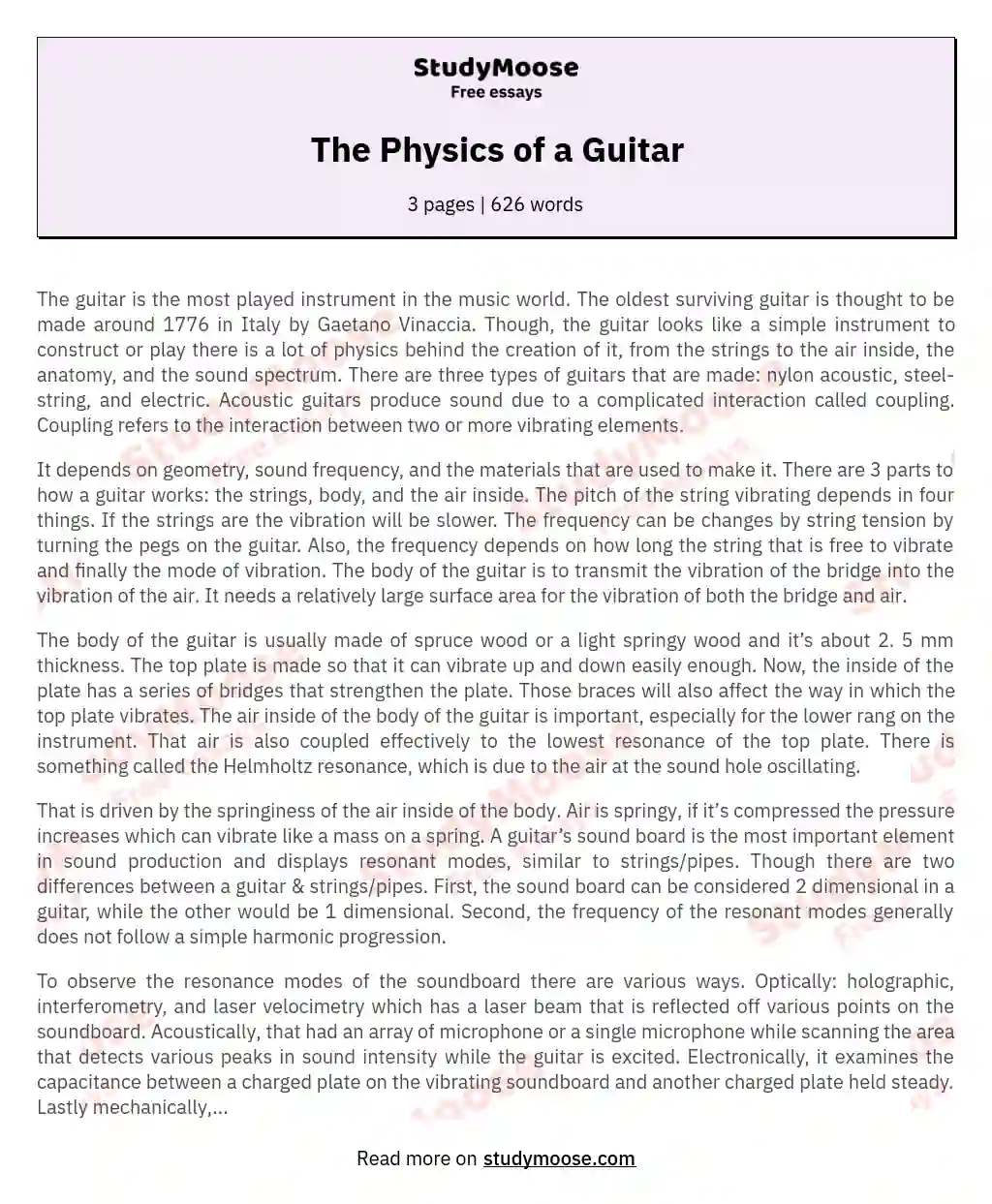 The Physics of a Guitar