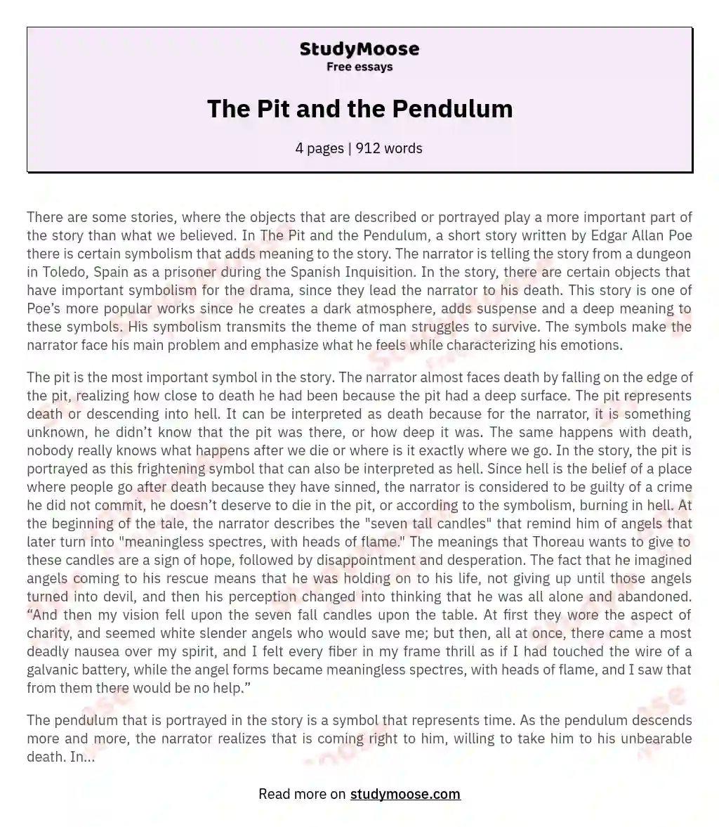 when was the pit and the pendulum written