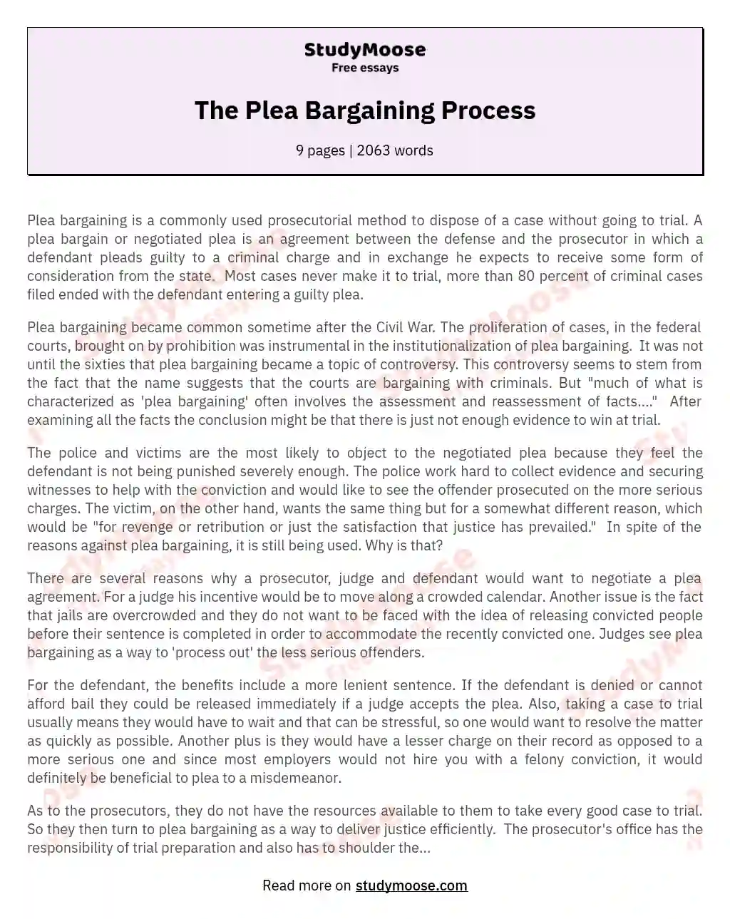 The Plea Bargaining Process essay