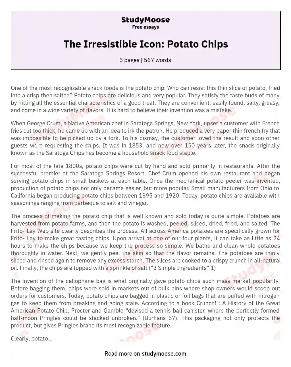 The Irresistible Icon: Potato Chips essay