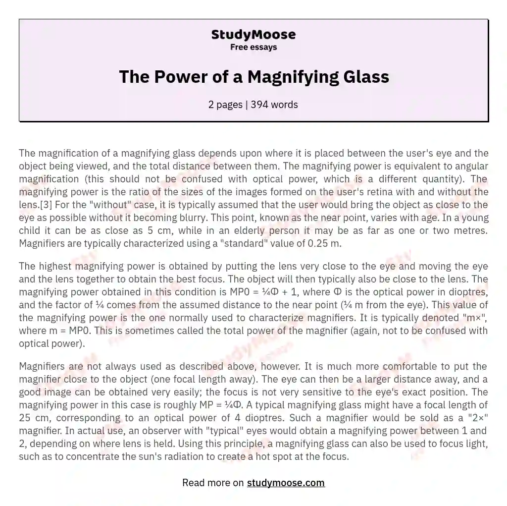 The Power of a Magnifying Glass essay