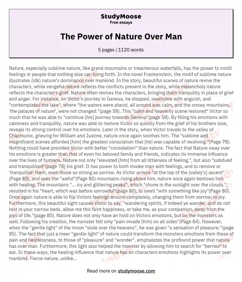 The Power of Nature Over Man essay