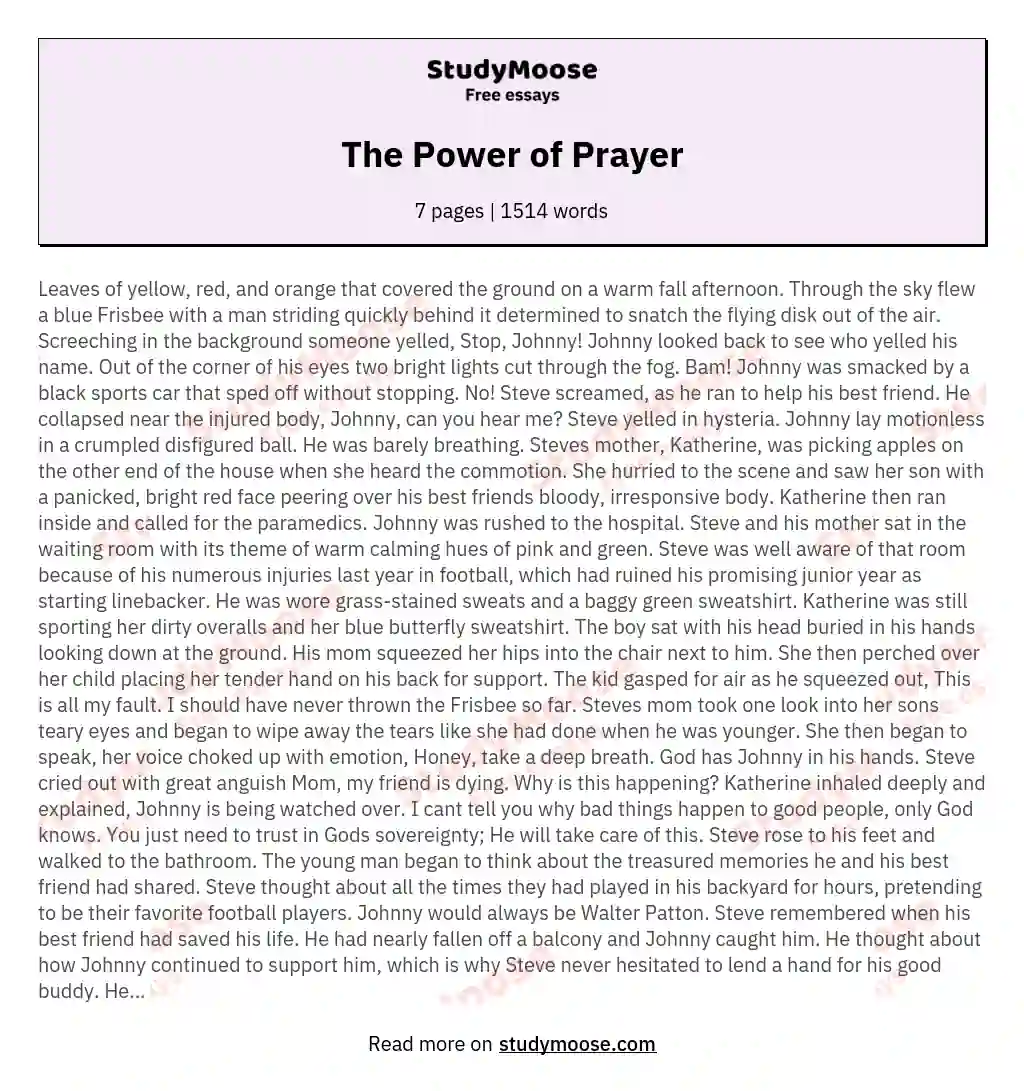 essay on a morning prayer