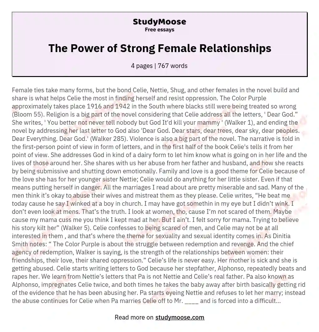 The Power of Strong Female Relationships essay