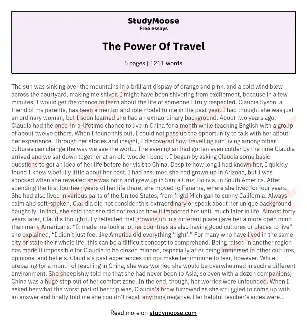 The Power Of Travel essay