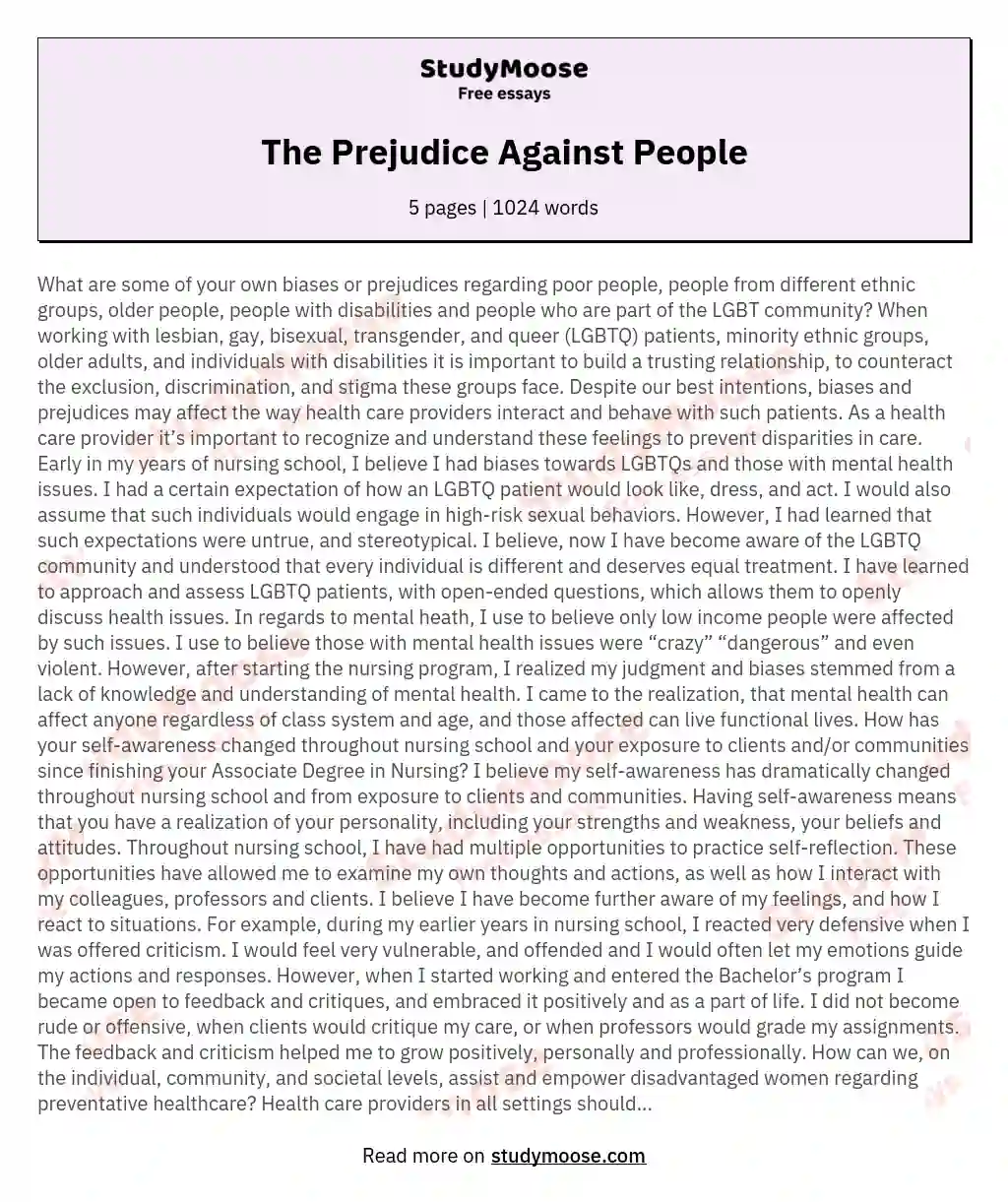 The Prejudice Against People essay
