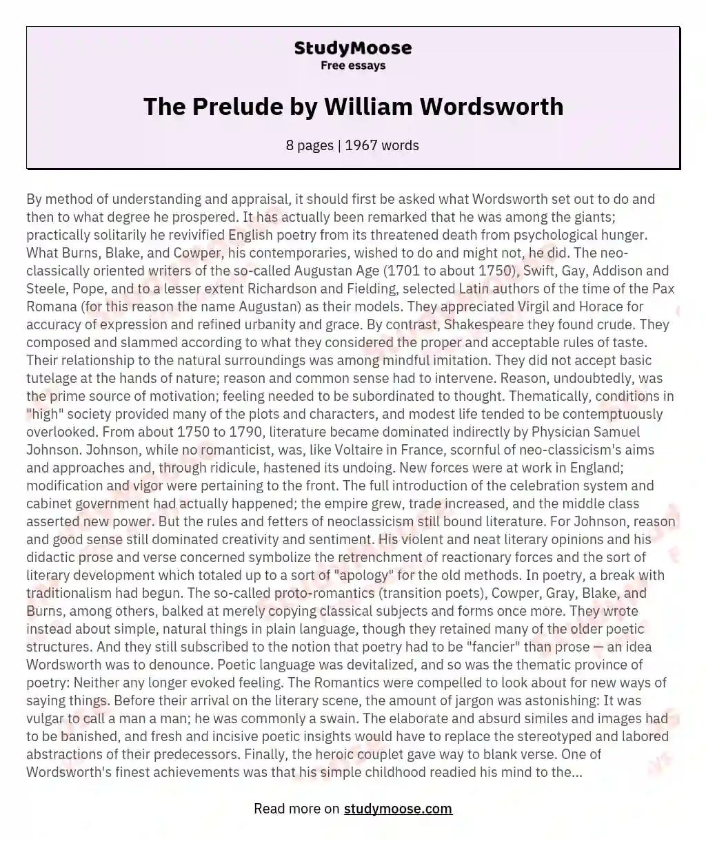 The Prelude by William Wordsworth