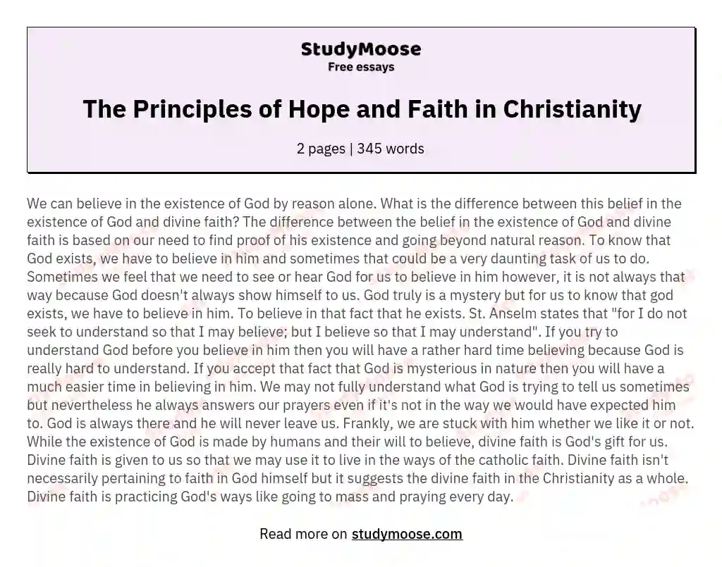 The Principles of Hope and Faith in Christianity essay