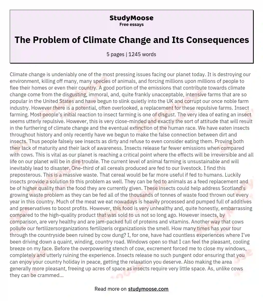The Problem of Climate Change and Its Consequences essay