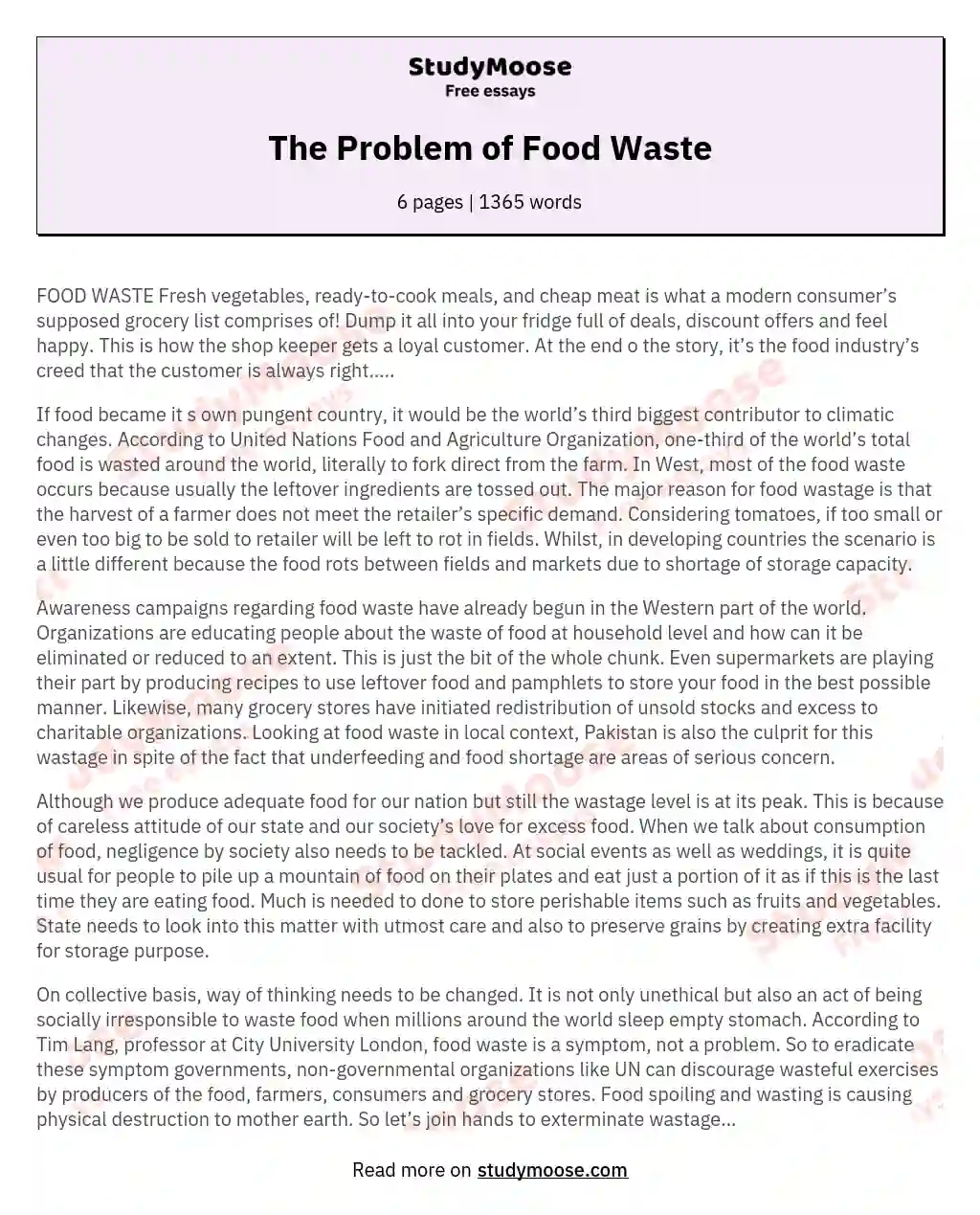 The Problem of Food Waste