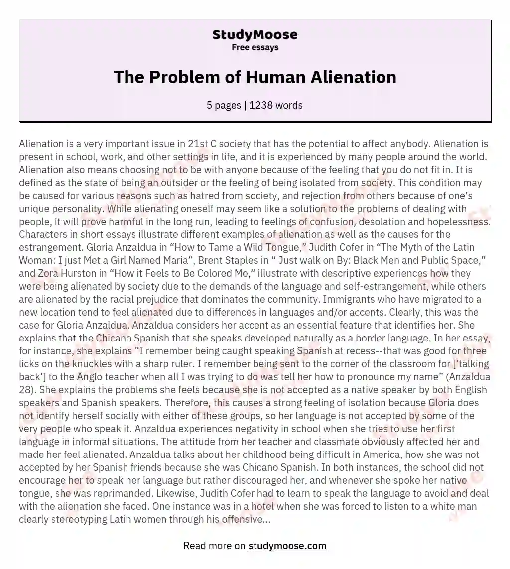 The Problem of Human Alienation