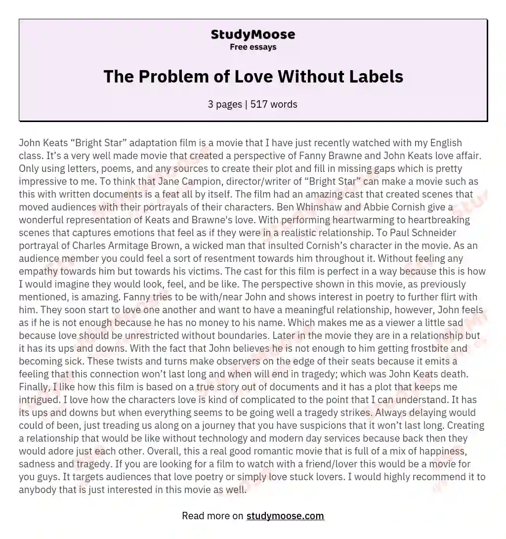 The Problem of Love Without Labels essay