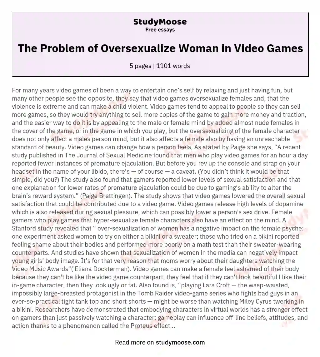 The Problem of Oversexualize Woman in Video Games essay