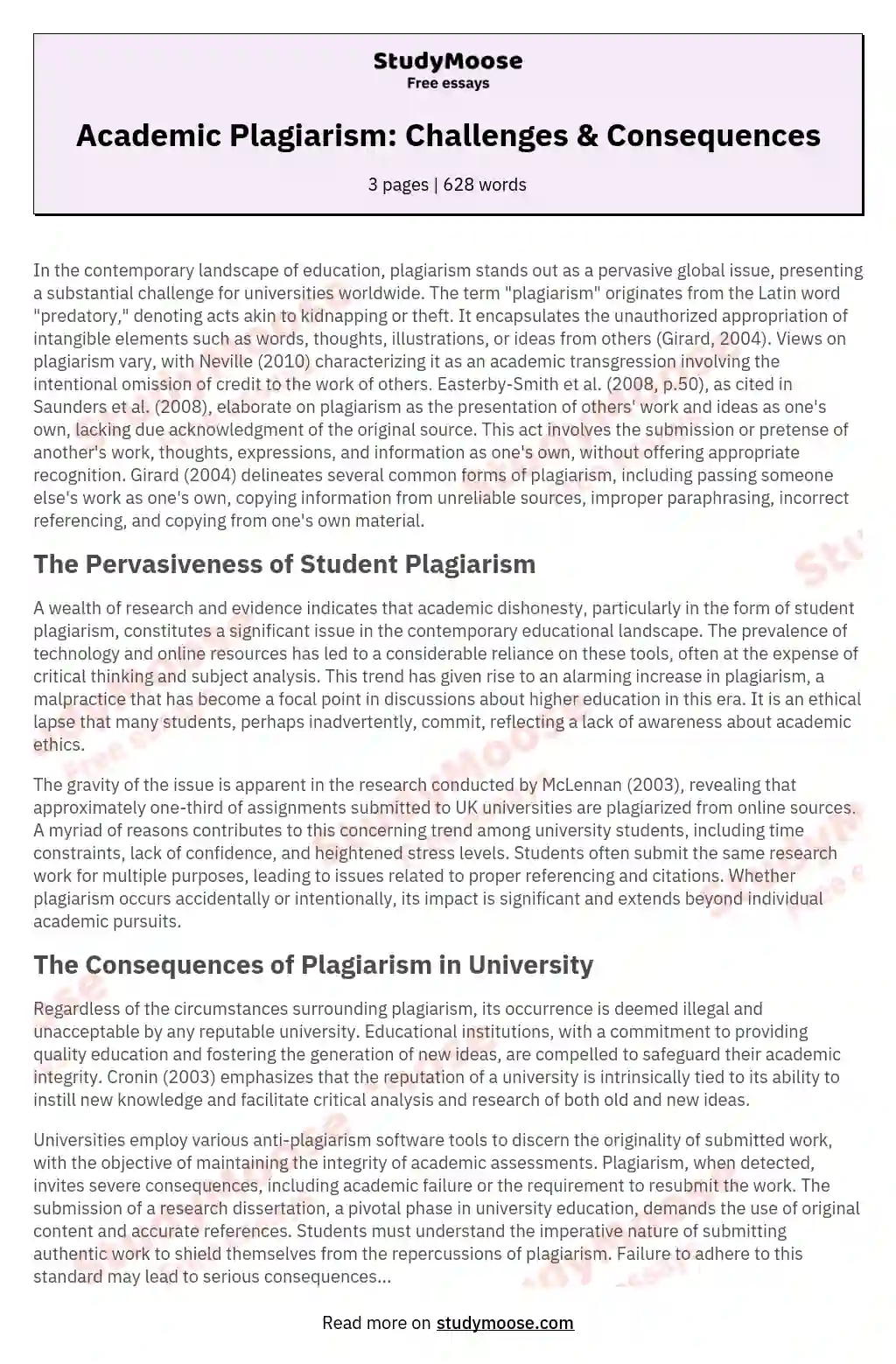 The Problem of Plagiarism