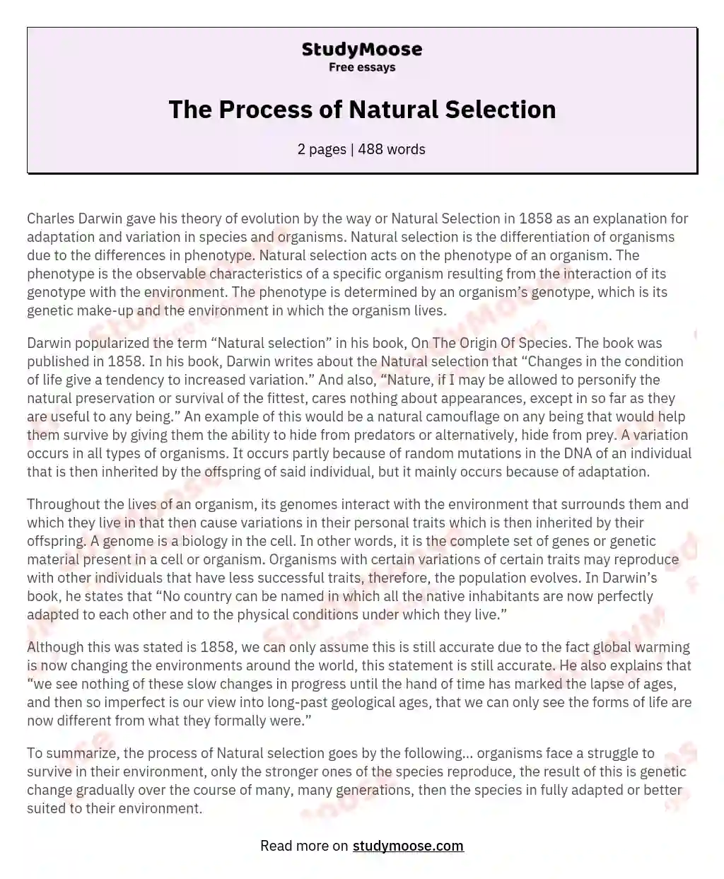The Process of Natural Selection