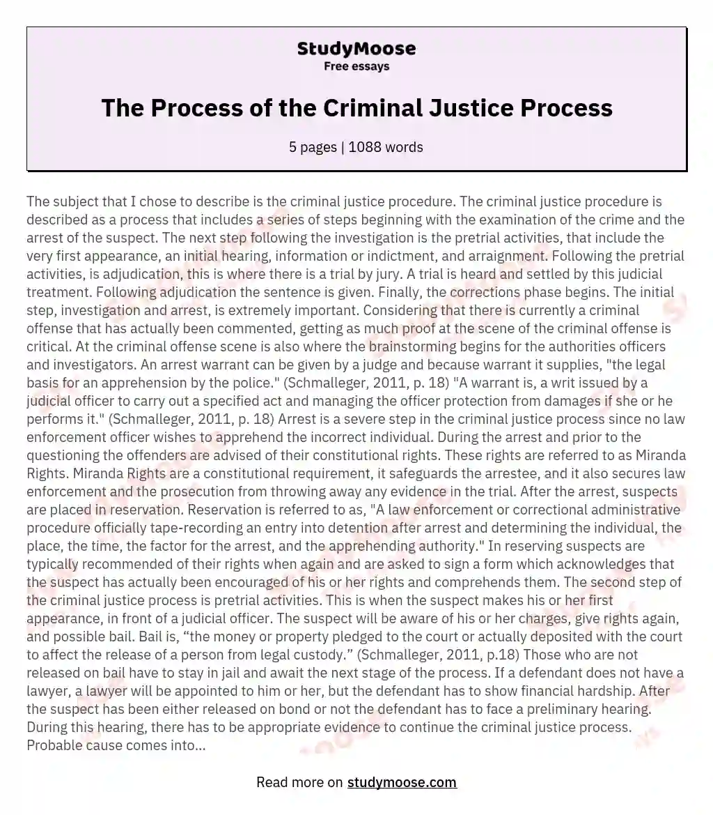 The Process of the Criminal Justice Process
