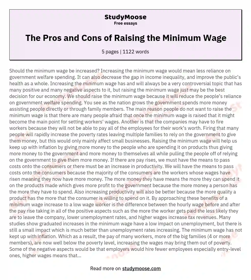 The Pros and Cons of Raising the Minimum Wage