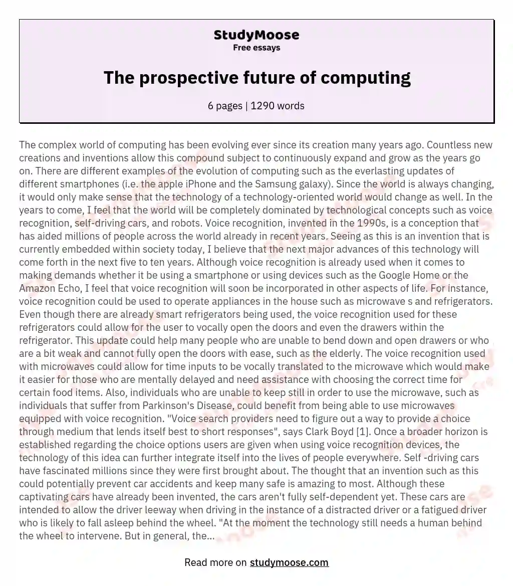 The prospective future of computing essay