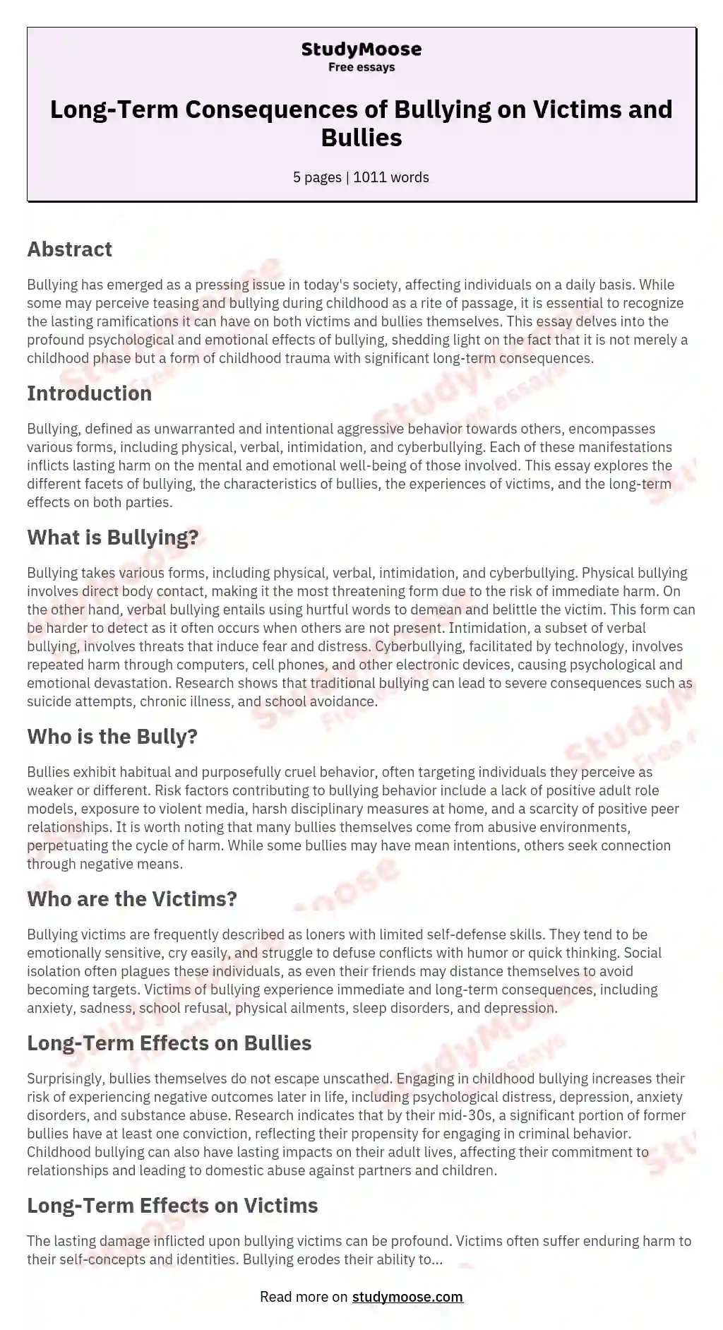 bullying essay conclusion