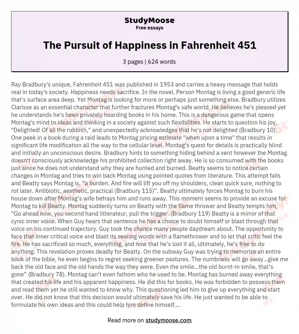 The Pursuit of Happiness in Fahrenheit 451
