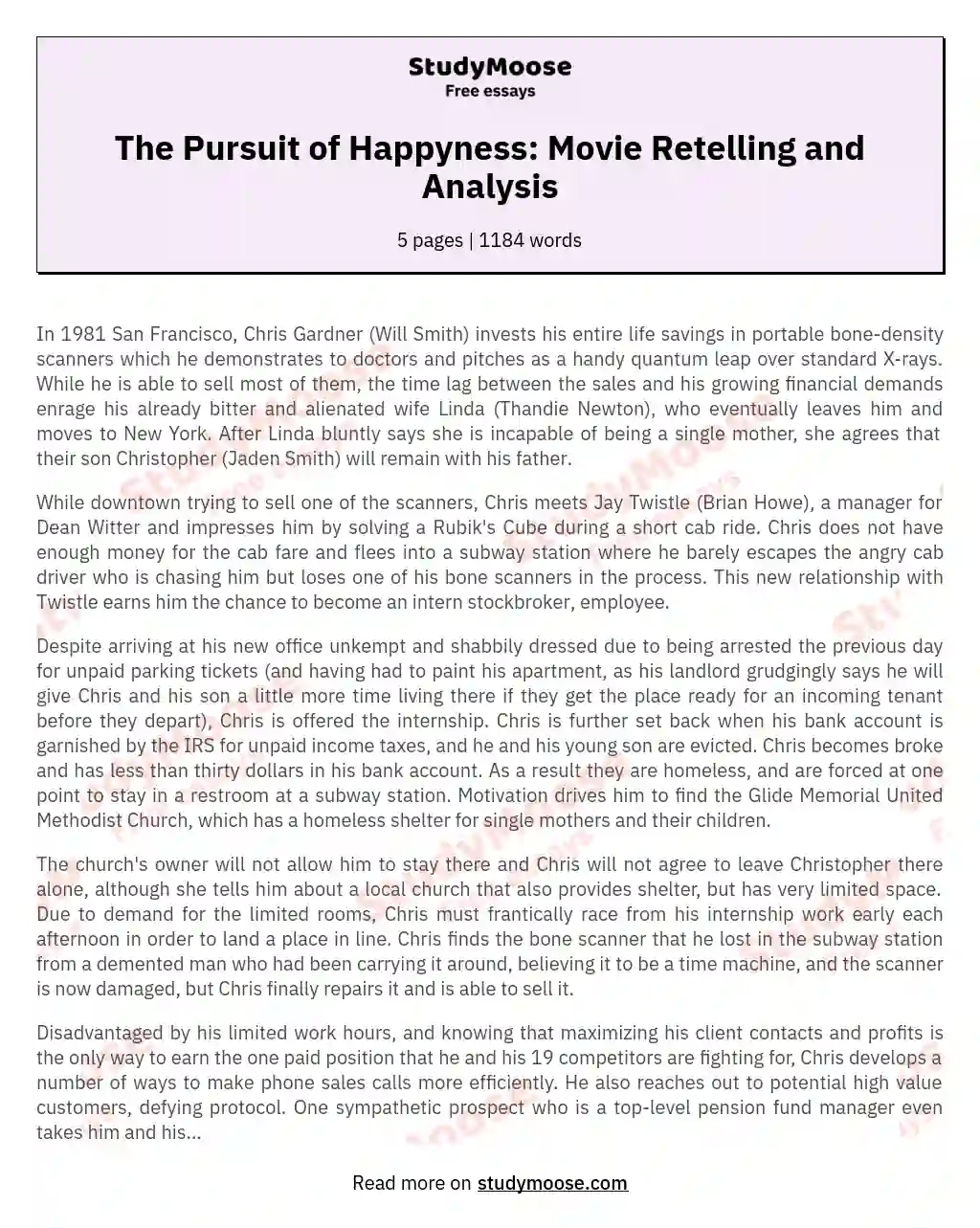 pursuit of happyness movie analysis