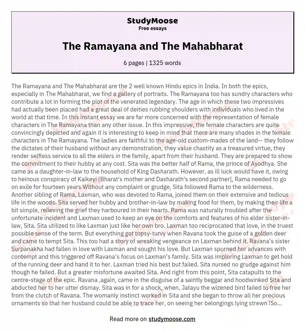 The Ramayana and The Mahabharat essay