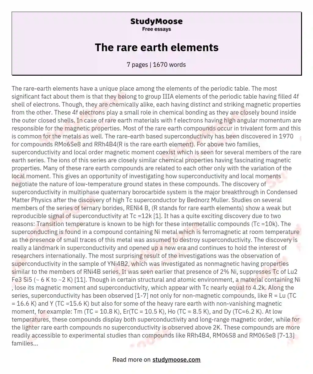 The rare earth elements essay