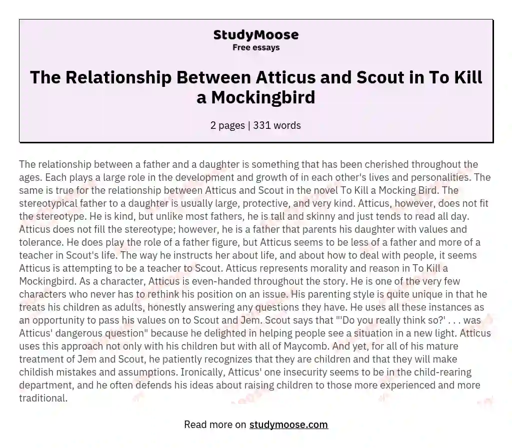 The Relationship Between Atticus and Scout in To Kill a Mockingbird