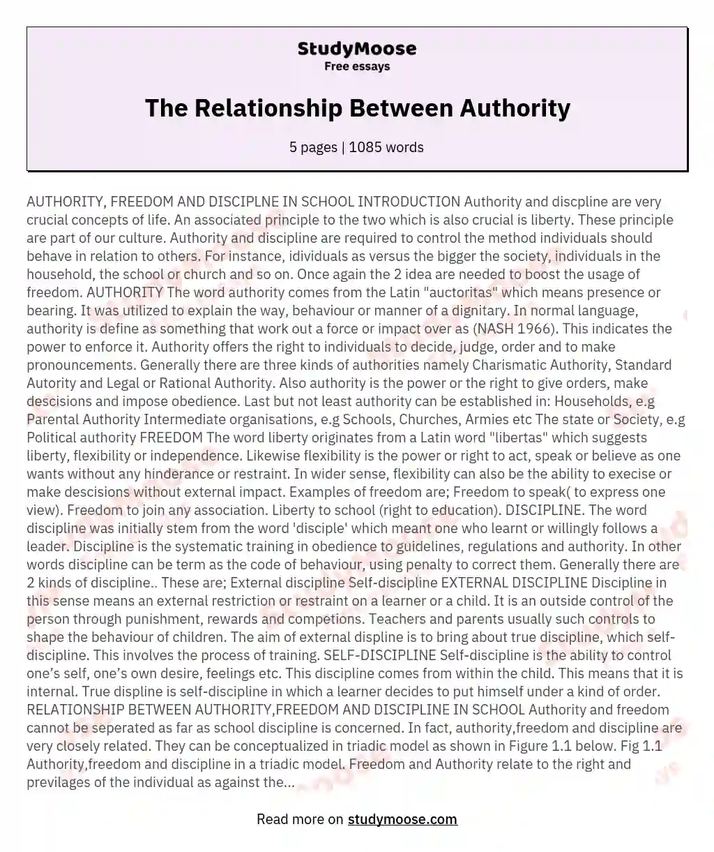 The Relationship Between Authority essay