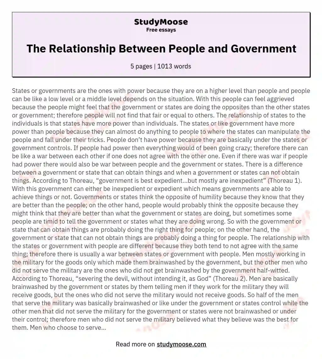 The Relationship Between People and Government essay