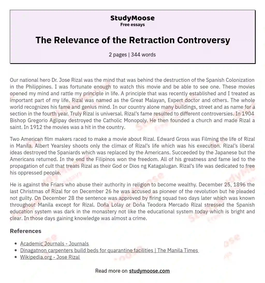 The Relevance of the Retraction Controversy essay