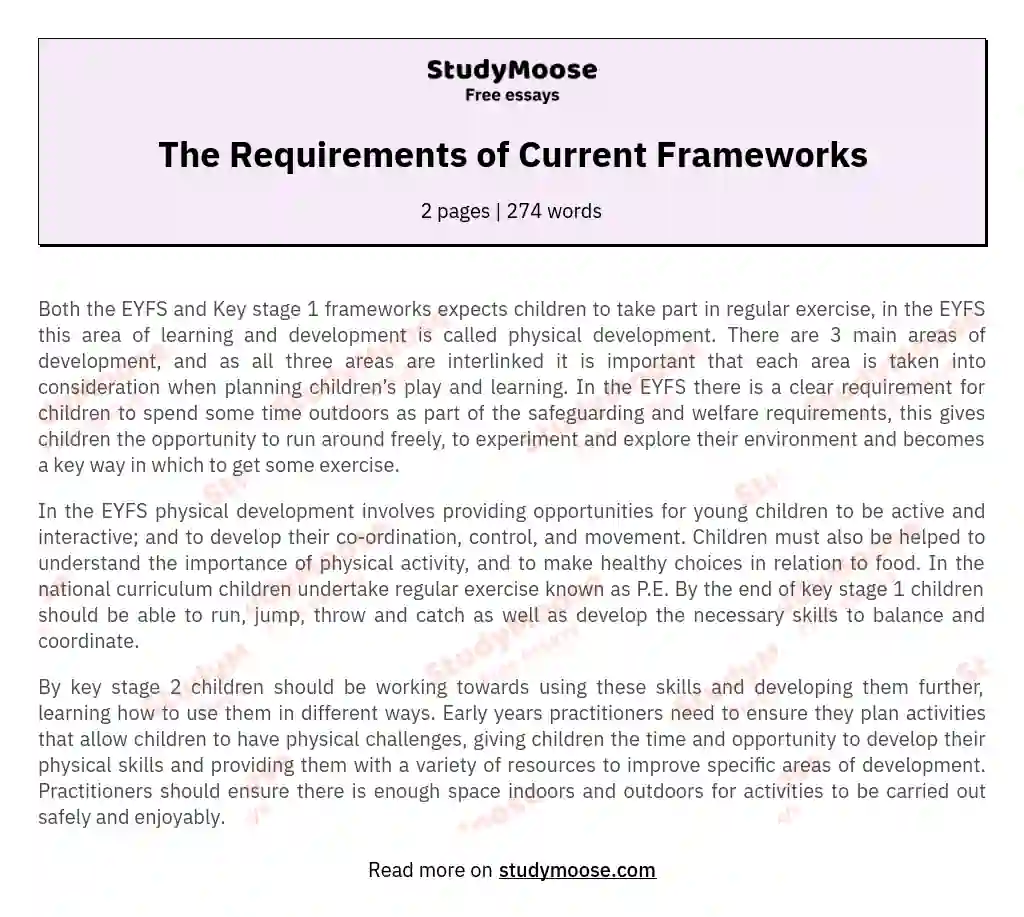 The Requirements of Current Frameworks essay